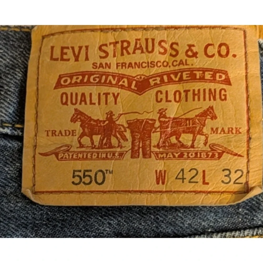 Levi's 550 Relaxed Fit Denim Dark Blue Jeans Pants Men's 42